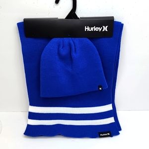 HURLEY SCARF & HAT SET, UNISEX, BLUE COLOR